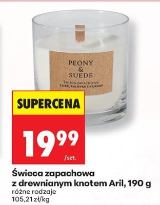 Świeca zapachowa z drewnianym knotem, 190 g różne rodzaje promocja w Biedronka