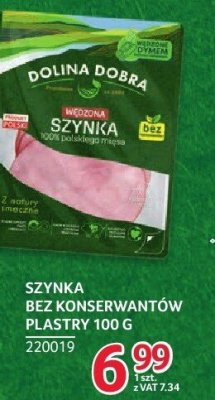 Szynka bez konserwantów plastry Dolina Dobra 100g promocja w Selgros