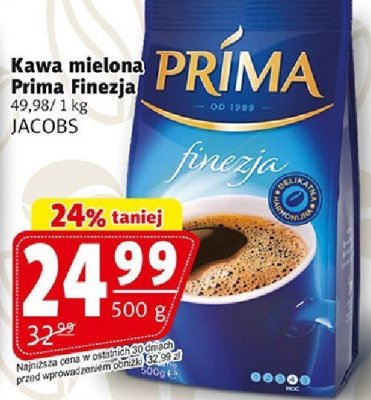 Kawa mielona Prima Finezja JACOBS promocja w Prim Market