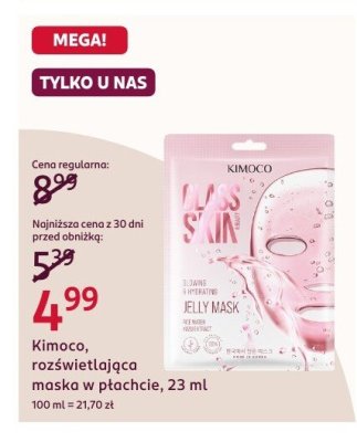Maska w płachcie rozświetlająca Kimoco, 23 ml promocja w Rossmann