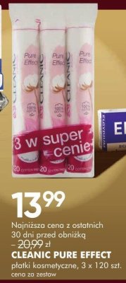 Płatki kosmetyczne Cleanic Pure Effect promocja w Super-Pharm