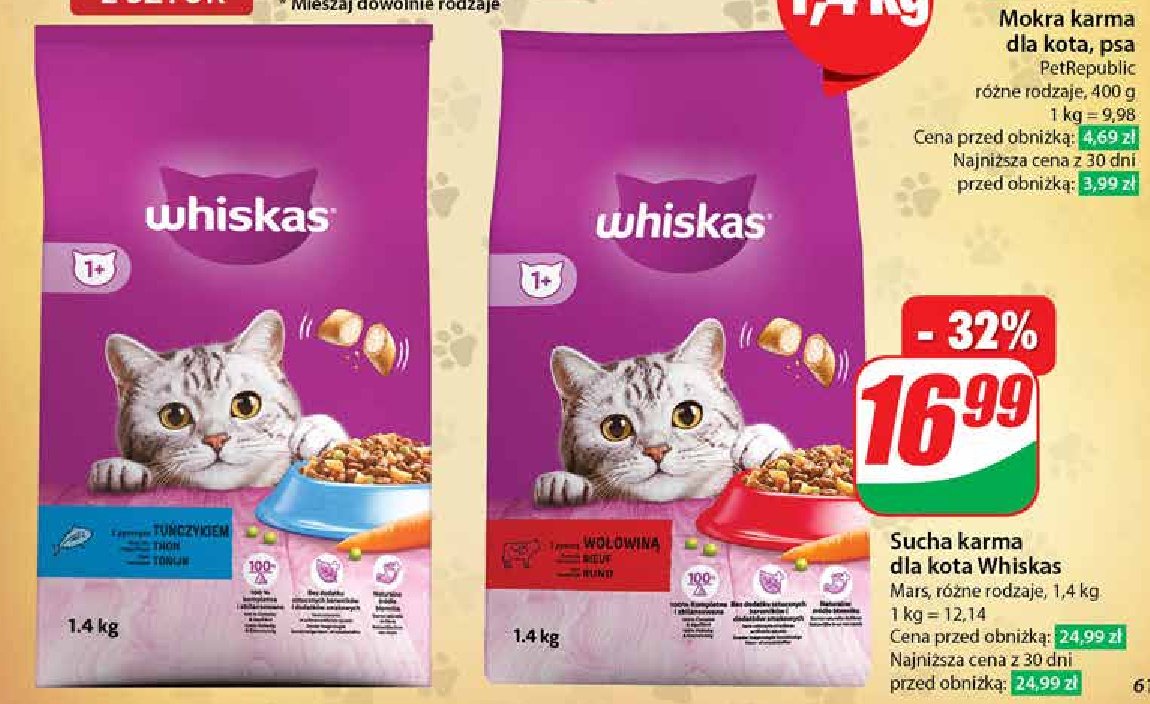 Karma dla kotów z wołowiną Whiskas promocja