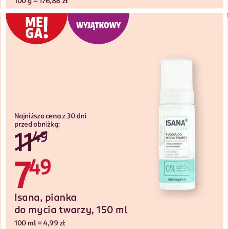 Pianka do mycia twarzy delikatne oczyszczanie Isana pure promocja w Rossmann