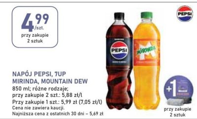 Napój Pepsi, 7up, Mirinda, Mountain Dew promocja w Stokrotka