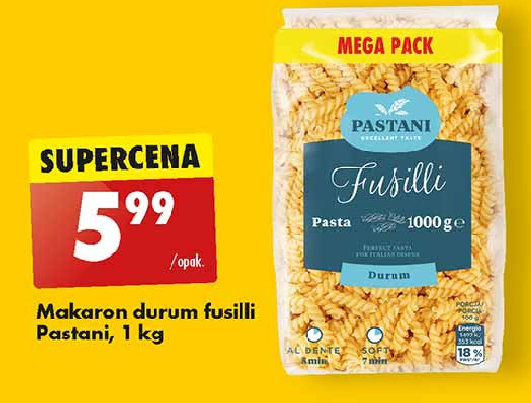 Makaron durum fusilli Pastani promocja