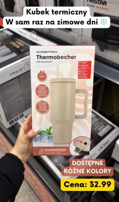 Kubek termiczny z uchwytem promocja w Kaufland