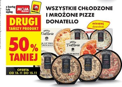 Wszystkie chłodzone i mrożone pizze Donatello różne rodzaje drugi -50% taniej promocja w Biedronka