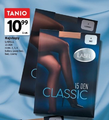 Rajstopy LABELL 15 DEN rozm. 2, 3, 4 kolory: jasny beż, beż, czarny promocja w Intermarche
