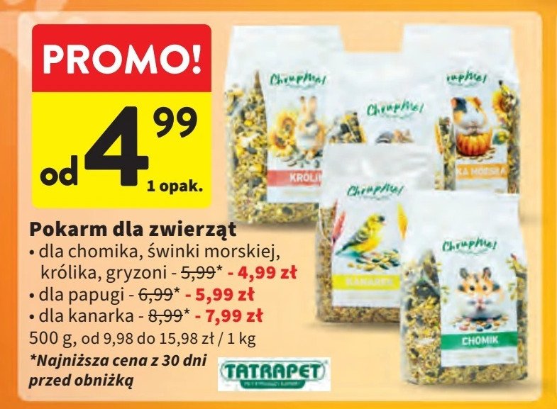 Pokarm dla chomika Tatrapet promocja w Intermarche