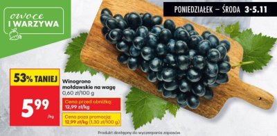Winogrono mołdawskie na wagę promocja w Biedronka