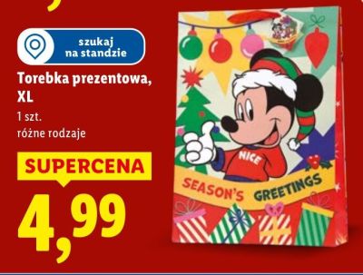 Torebka prezentowa XL różne rodzaje promocja w Lidl