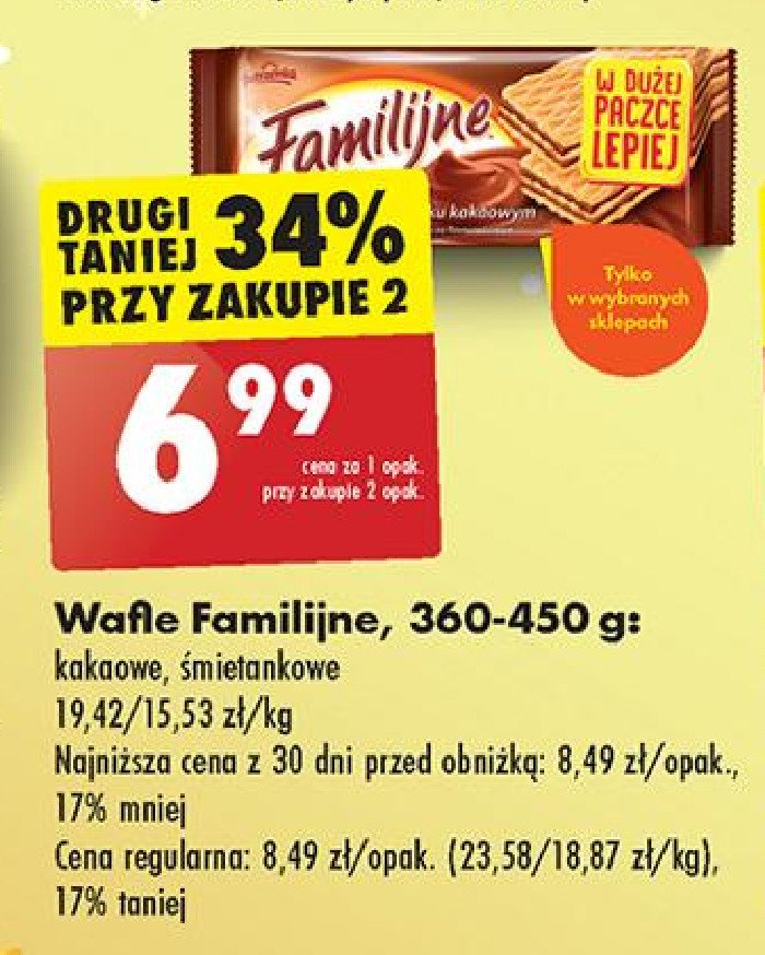 Wafle śmietankowe Jutrzenka familijne promocja