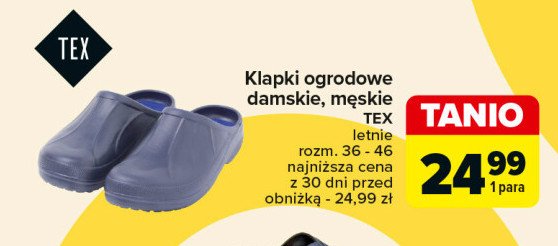 Klapki ogrodowe damskie rozm. 36-46 Tex promocja