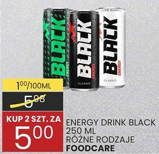 Energy drink Black 250 ml różne rodzaje promocja w Wafelek