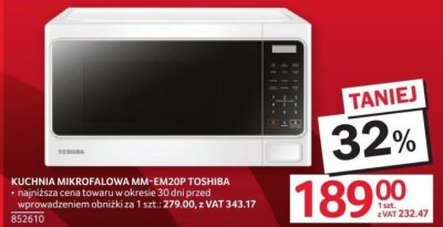 Kuchenka mikrofalowa TOSHIBA MM-EM20P promocja w Selgros