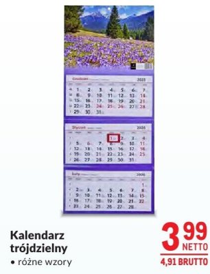 Kalendarz trójdzielny promocja w Makro