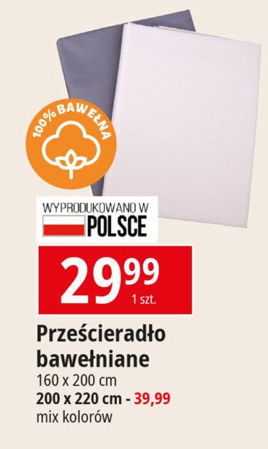 Prześcieradło 100% bawełny 160 x 200 cm promocja