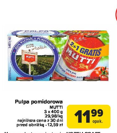 Pomidory drobno krojone polpa Mutti promocja