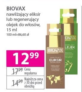 Olejek do włosów regenerujący Biovax bambus & olej avocado promocja