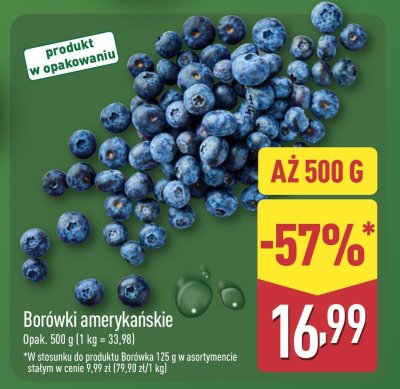 Borówki amerykańskie 500 g promocja w Aldi