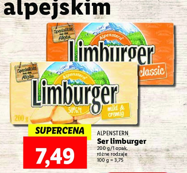 Ser limburger classic Alpenstern promocja