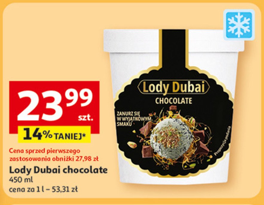 Lody dubai chocolate promocja w Auchan