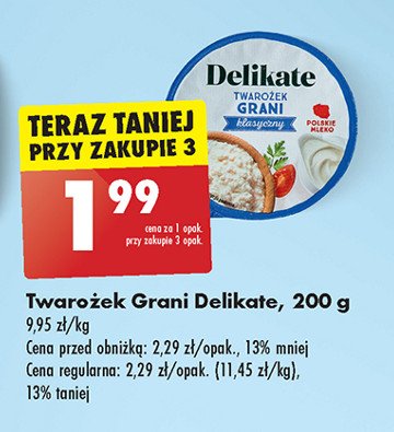 Twarożek grani naturalny Delikate promocja