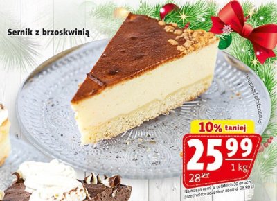 Sernik z brzoskwinią Cukiernia ŁASUCH promocja w Prim Market