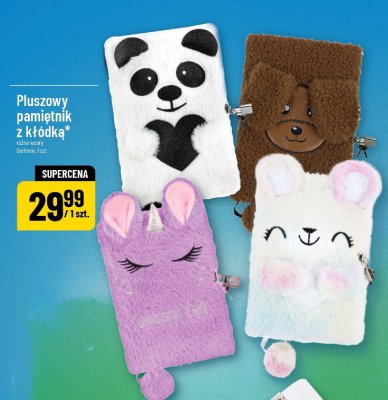 Pluszowy pamiętnik z kłódką Oerform różne wzory promocja w POLOmarket
