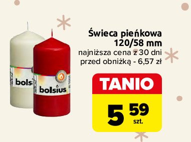 Świeca pieńkowa 120/58 mm Bolsius promocja w Carrefour