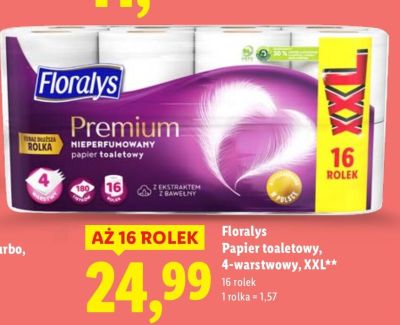 Papier toaletowy Floralys Premium, 4-warstwowy, XXL promocja w Lidl