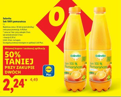 Sok 100% pomarańcza  promocja w Lidl