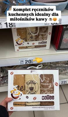 Komplet ręczników kuchennych coffee 3 sztuki 30x50cm promocja w Auchan