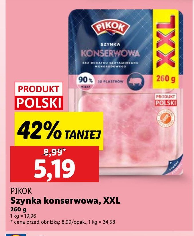 Szynka konserwowa wieprzowa Pikok promocja w Lidl