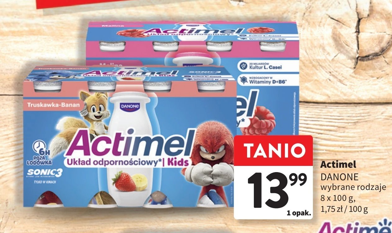 Jogurt kids truskawka i banan Danone actimel promocja w Intermarche