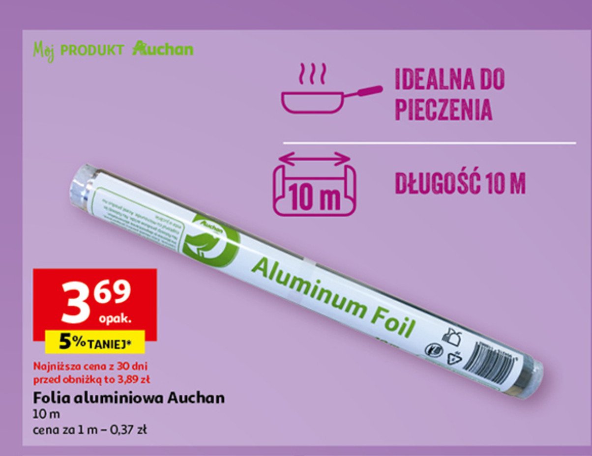 Folia aluminiowa 10 m Auchan promocja
