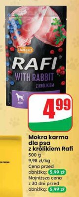 Mokra karma dla psa z królikiem Rafi 500 g promocja w Dino