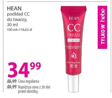 Podkład kryjąco 04 tan Hean cc cream vital skin promocja w Hebe