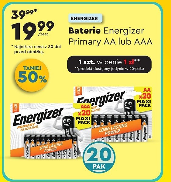 Baterie aaa Energizer promocja w Biedronka