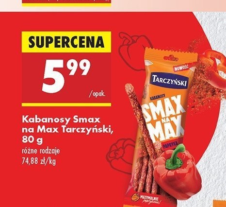 Kabanosy paprykowe Tarczyński smak na max promocja