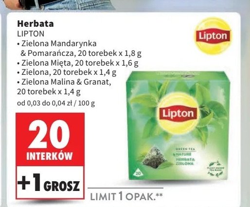 Herbata classic Lipton green tea promocja