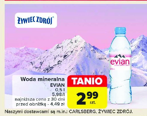 Woda niegazowana Evian promocja w Carrefour Market