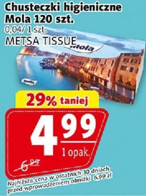 Chusteczki higieniczne Mola 120 szt. METSA TISSUE promocja w Prim Market