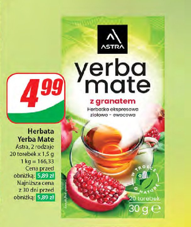 Herbata yerba mate z granatem Astra yerba mate Astra tea promocja