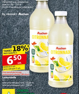 Lemoniada Auchan różnorodne (logo czerwone) promocja