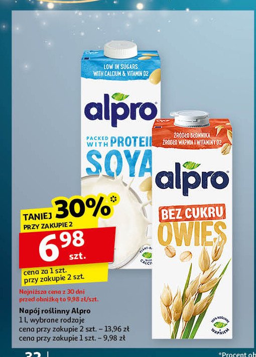 Napój owsiany niesłodozny Alpro promocja w Auchan