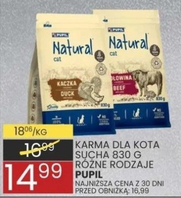 Karma dla kota sucha 830 g różne rodzaje Pupil promocja w Wafelek