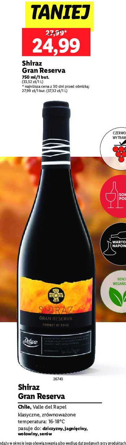 Wino Shiraz gran reserva promocja