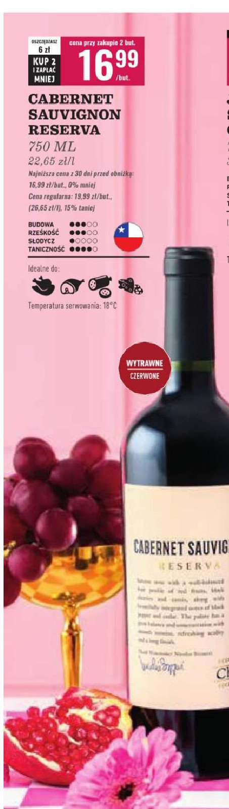 Wino Cabernet sauvignon reserva promocja