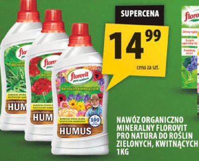 Nawóz organiczno mineralny Florovit Pro Natura do roślin zielonych, kwitnących 1kg promocja w Arhelan